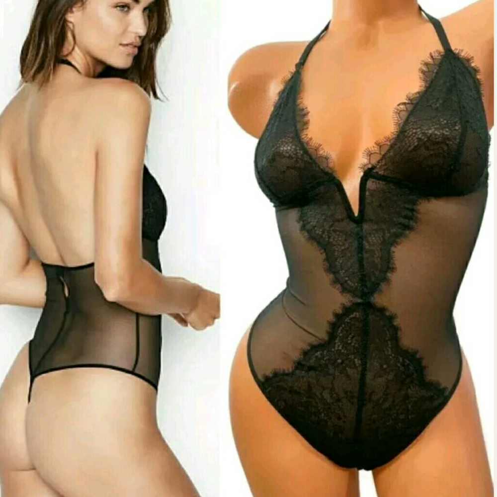 Victoria's Secret Black Lace One Piece Lingerie